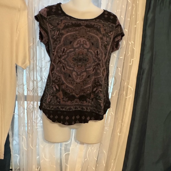 Lucky Brand Tops - Lucky Brand Black and Purple Paisley Blouse